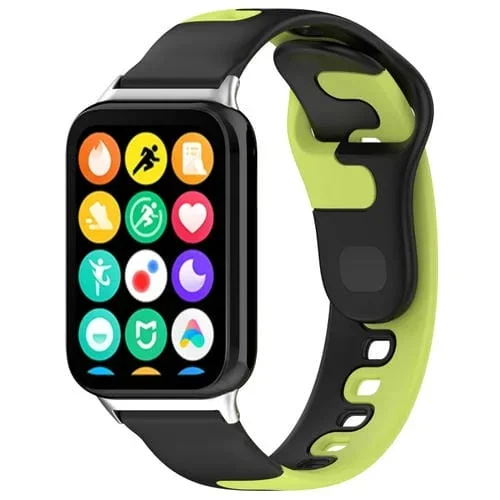 Correa de Silicona para Redmi Watch 4 con Costuras Dos Colores (Negro Verde)