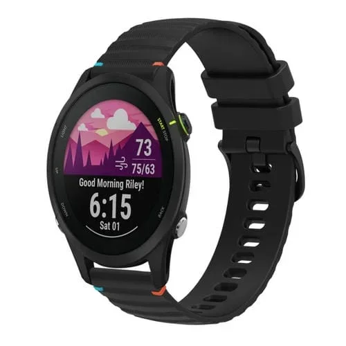 Correa de Silicona para Reloj Garmin Forerunner 255S de 18mm (Negra) con Puntadas Onduladas y Puntos