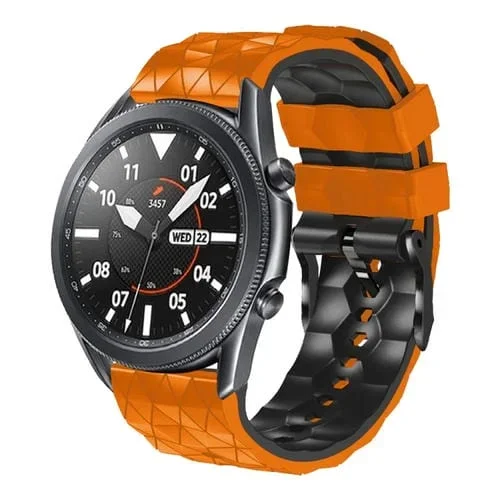 Correa de Silicona para Ticwatch Pro 2020 22mm Patrón de Fútbol (Naranja + Negro)