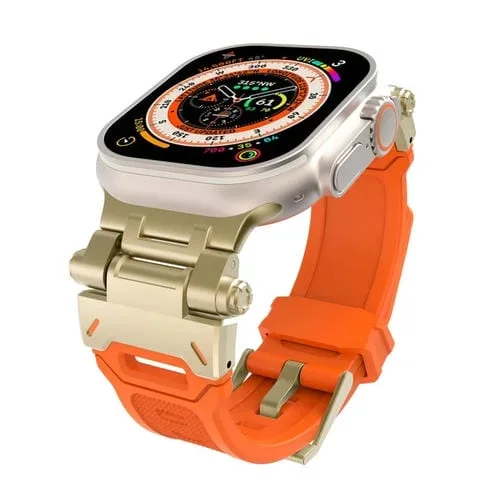 Correa de TPU para Apple Watch Series 4 con Conector de Acero Inoxidable de 44mm (Dorado Naranja)