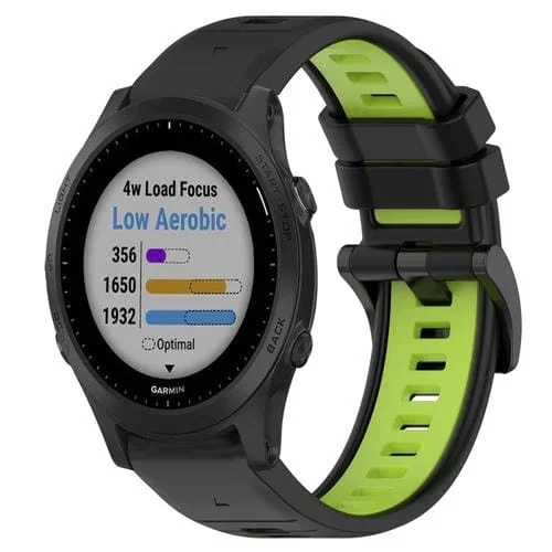 Correa deportiva de silicona para Garmin Forerunner 945 22mm (Negro + Verde Lima)