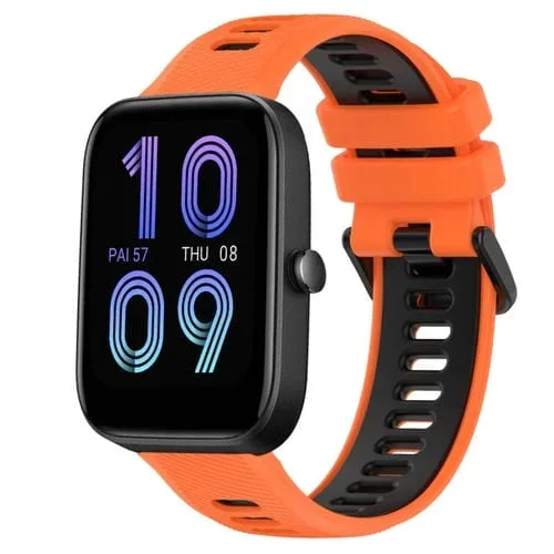 Correa deportiva silicona 20mm para Amazfit Bip3 (Naranja + Negro)