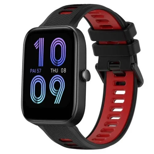 Correa deportiva silicona 20mm para Amazfit Bip3 (Negro + Rojo)