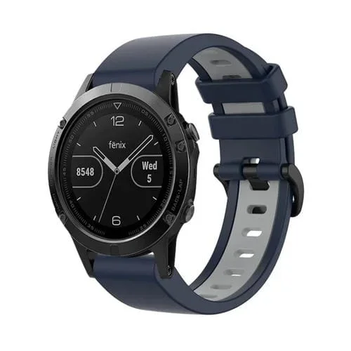 Correa Deportiva Silicona para Garmin Fenix 5 22mm (Azul Oscuro+Gris)