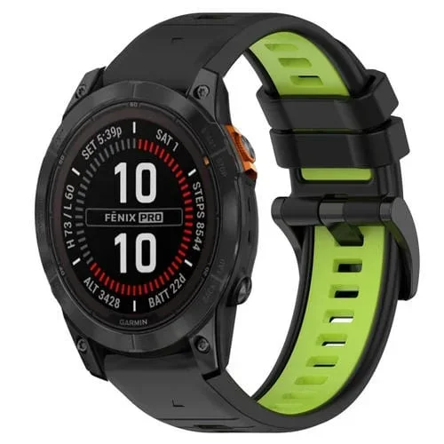 Correa deportiva silicona para Garmin Fenix 7S Solar 20mm (Negro + Verde Lima)
