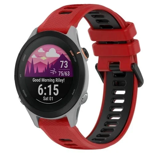 Correa Deportiva Silicona para Garmin Forerunner 255S 18mm (Rojo + Negro)