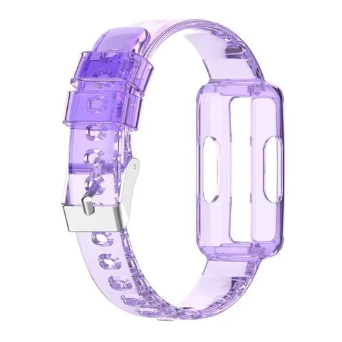 Correa integrada silicona transparente para Fitbit Luxe (Púrpura Transparente)