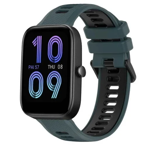 Correa para Amazfit Bip3 20mm Sports silicona dos colores (Verde Oliva + Negro)
