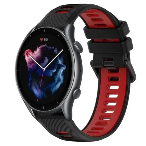 Correa para Amazfit GTR 3 Pro 22mm Silicona Deportiva Bicolor (Negro + Rojo)