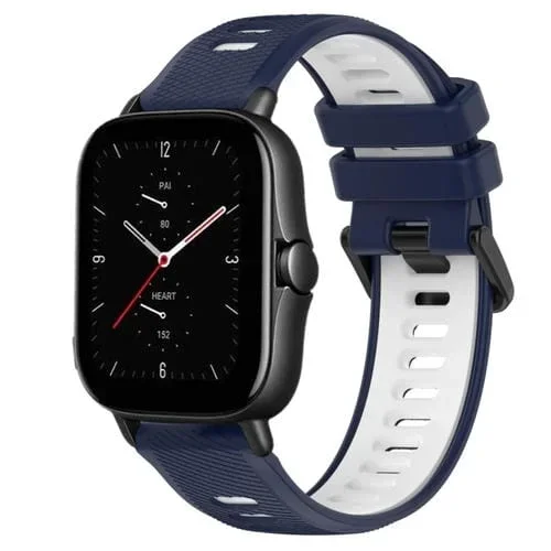 Correa para Amazfit GTS 2E 20mm Sports silicona bicolor (Azul Medianoche + Blanco)