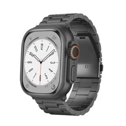 Correa para Apple Watch SE 2022 Aleación de Titanio Hebilla Plana 3 Cuentas 40mm (Gris)