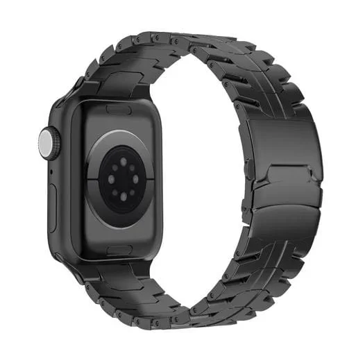 Correa para Apple Watch SE 2022 de Acero de Titanio con Hebilla Doble Bloqueo 44mm (Negro)