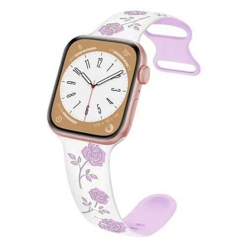 Correa para Apple Watch SE de Silicona Grabada Rosa Dos Colores 44mm (Blanco y Morado)