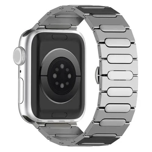 Correa para Apple Watch Series 5 de Aleación de Titanio con Hebilla de Mariposa Ovalada 44mm (Plata)