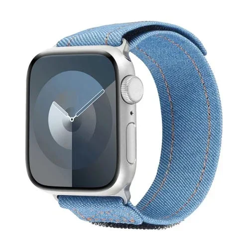 Correa para Apple Watch Series 8 41mm con Cierre de Gancho y Bucle de Nailon Vaquero (Azul Claro)