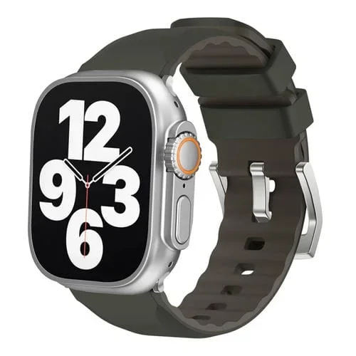 Correa para Apple Watch Ultra 49mm Silicona Dos Colores (Verde Oscuro)