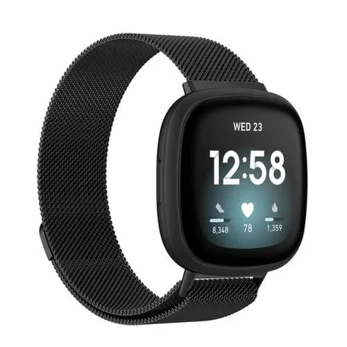 Correa para Fitbit Versa 3 Magnetic Milano Band Tamaño Código Pequeño (Negro)