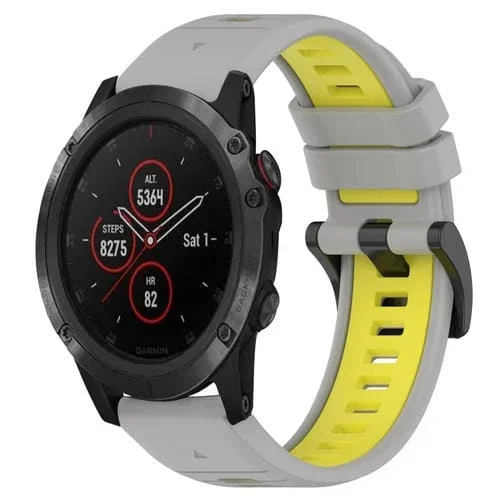 Correa para Garmin Fenix 5S Plus 20mm Silicona Deportiva Bicolor (Gris + Amarillo)