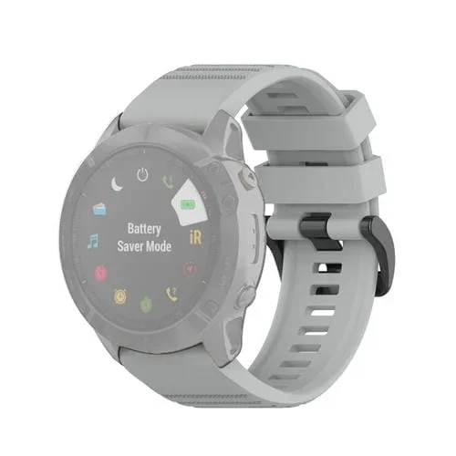 Correa para Garmin Fenix 6X 26mm Liberación Rápida Textura Oficial con Botón de Plástico (Gris)