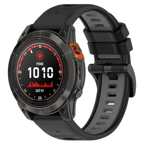 Correa para Garmin Fenix 7 22mm Sports silicona bicolor (Negro + Gris)
