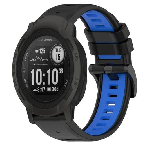 Correa para Garmin Instinct 2 22mm Sports silicona bicolor (Negro + Azul)