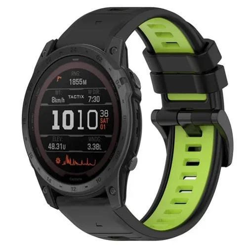 Correa para Garmin Tactix 7 26mm Silicona Deportiva Bicolor (Negro + Verde Lima)