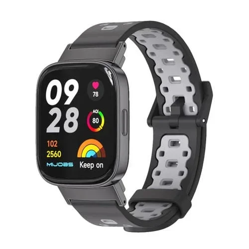 Correa para Redmi Watch 3 Mijobs de TPU Transpirable con Orificio Cuadrado (Gris Negro)