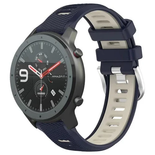 Correa para Reloj Amazfit GTR 47mm 22mm silicona textura cruzada hebilla acero (Azul Medianoche + Starlight)