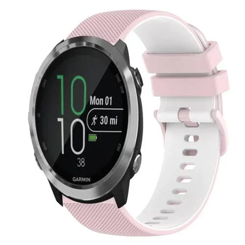 Correa para Reloj Garmin Forerunner 645 Music 20mm silicona bicolor rosa y blanca