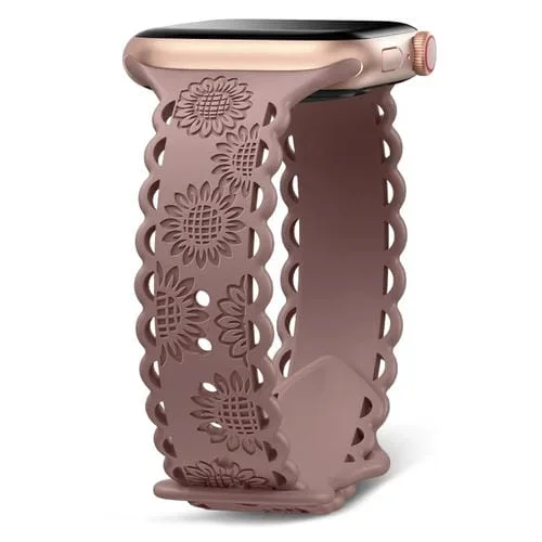 Correa Silicona Apple Watch Series 5 40mm Relieve Girasol (Púrpura Ahumado)