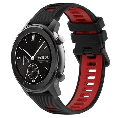 Correa silicona deportiva para Amazfit GTR 42mm 20mm (Negro + Rojo)