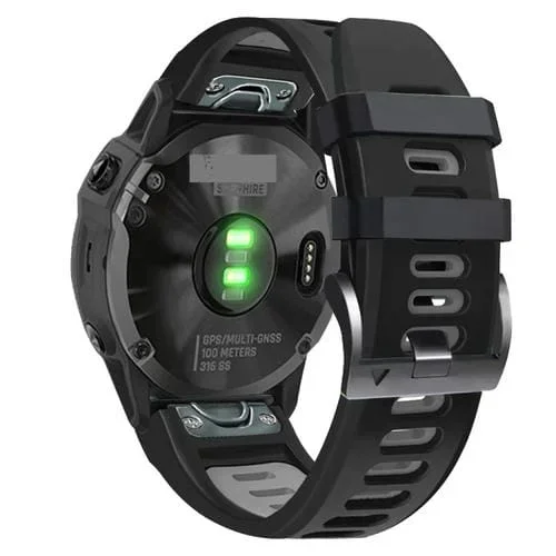 Correa silicona deportiva para Garmin Fenix 7 Pro 51mm (Negro + Gris)