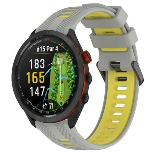 Correa silicona para Garmin Approach S70 47mm Sports dos colores (Gris + Amarillo)