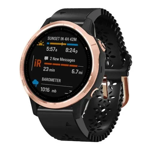 Correa silicona para Garmin Fenix 6S 20mm Lady’s con Punzón de Encaje (Negro)