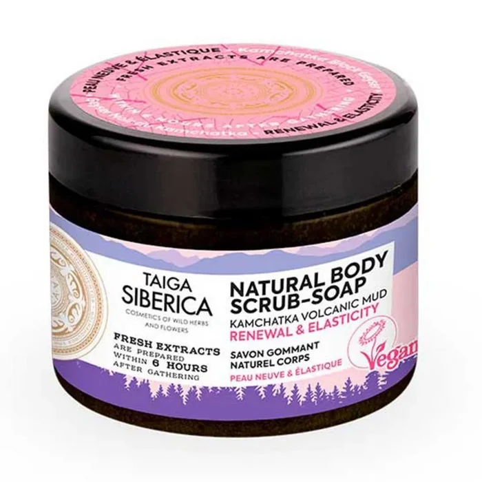 Cosmética mujer de la marca Natura Siberica: exfoliante para cuidado corporal, Taiga jabón exfoliante natural