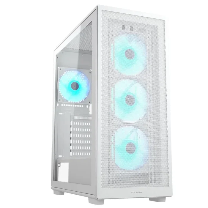COUGAR Gaming | CAJA PC Gaming | MX220RVBWHITE – Caja ATX Intermedia – 4 Ventiladores ARGB 120mm preinstalados – Capacidad máxima de refrigeración – Soporte USB 3.2 Gen 2 Type C