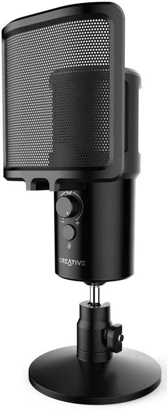 CREATIVE ¡En Vivo! Mic M3 Micro USB Patrones Cardioide/Omni Polares, Soporte de Mesa y Filtro Pop para Grabación, Transmisión, Juegos, Podcasts en PC, Mac
