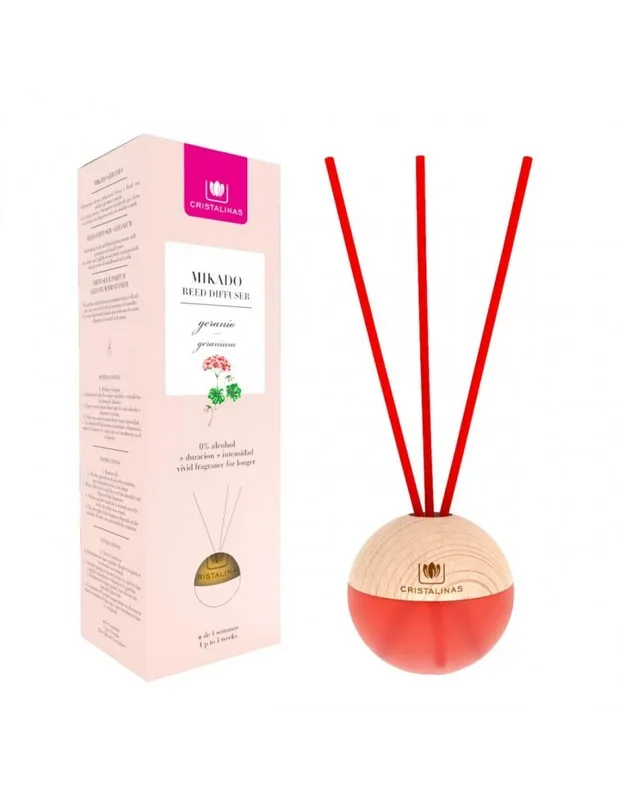 Cristalinas Reed Diffuser Premium Sphere 20ml Geranium difusor de aroma Botella de fragancia Transparente, Madera