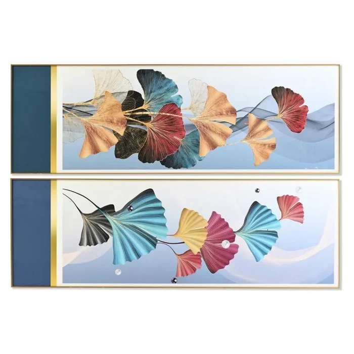 Cuadro dkd home decor 180 x 3 x 60 cm moderno hoja de planta (2 unidades)