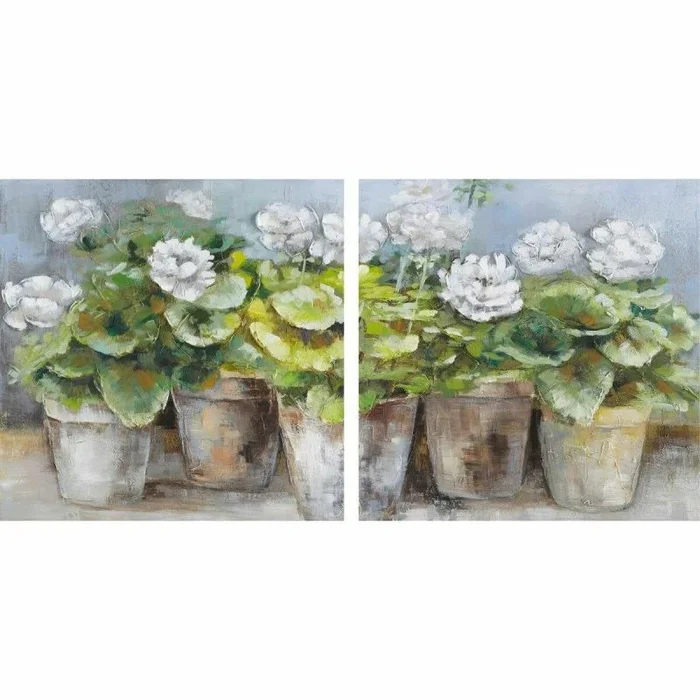 Cuadro dkd home decor 80 x 3,5 x 80 cm maceta cottage (2 unidades)