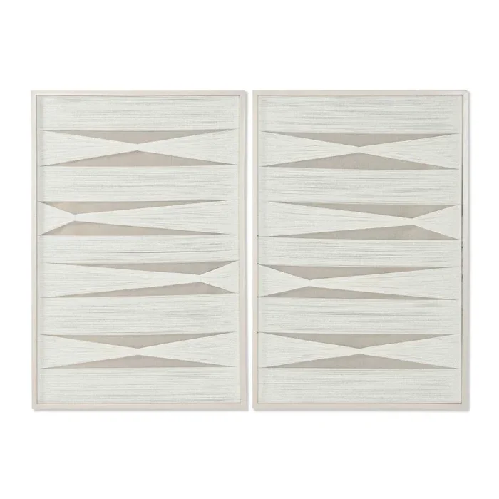 Cuadro home esprit blanco beige moderno urbano 60 x 3 x 90 cm (2 unidades)