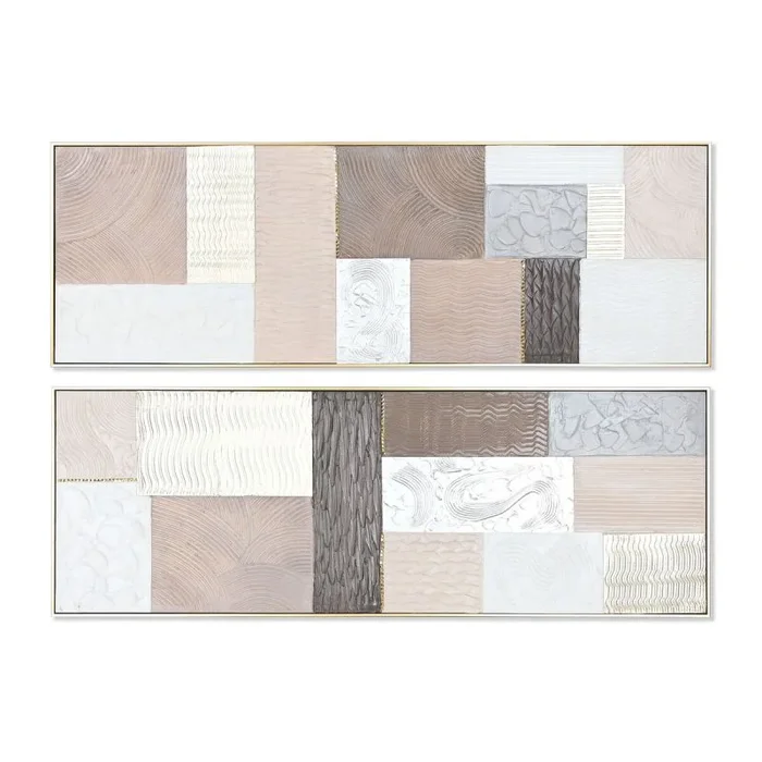 Cuadro home esprit marrón beige poliestireno lienzo moderno urbano 152 x 5 x 52 cm (2 unidades)