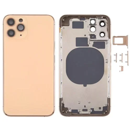 Cubierta Carcasa Trasera Apple iPhone 11 Pro con Bandeja SIM, Teclas Laterales y Lente Cámara (Dorado)