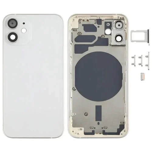 Cubierta Carcasa Trasera con Bandeja Tarjeta SIM Llaves Laterales y Lentes Cámara Apple iPhone 12 Mini (Negro)