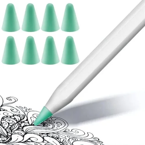 Cubierta de Punta Antideslizante Apple Pencil 1/2 Resistente Verde Menta (8 Piezas)