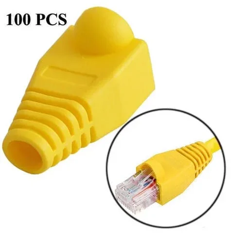 Cubierta de Tapa de Botas para Cable de Red RJ45 (100 Unidades) (Amarillo)