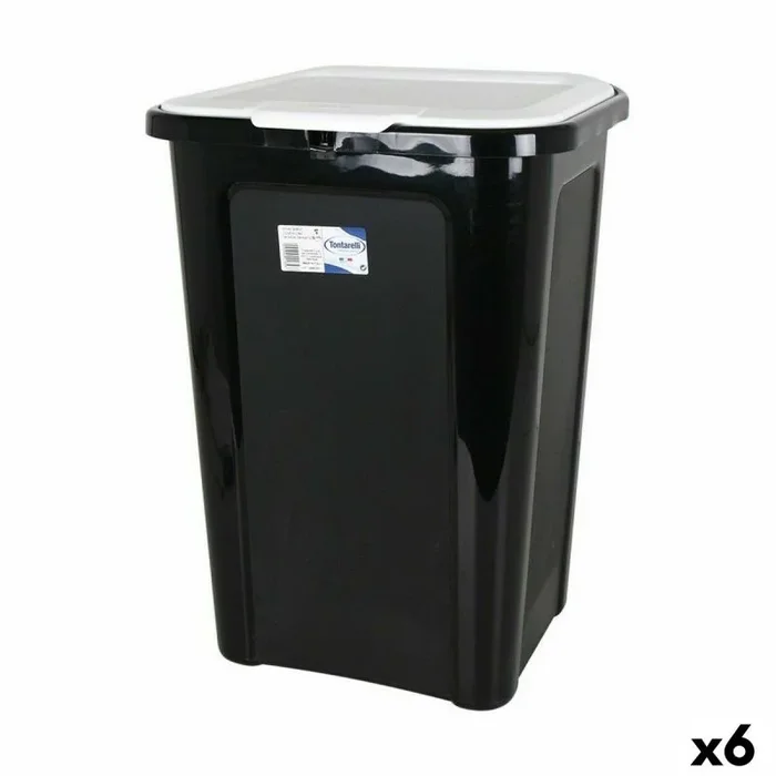 Cubo para la basura tontarelli coverline blanco 44 l negro 38,5 x 34,5 x 54,5 cm (6 unidades)