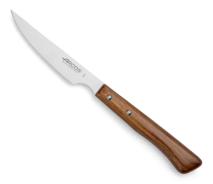 Cuchillo Chuletero Fijo Arcos de Mesa 373200 monoblock de una pieza de acero inoxidable 18/10 con mando de madera comprimida y hoja de 11 cm en caja