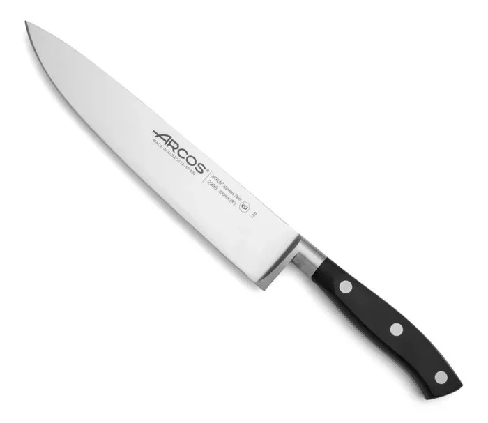 Cuchillo cocinero Arcos Riviera 233600 de Acero Nitrum, con Mango de Polioximetileno y 20 cm de Hoja en estuche