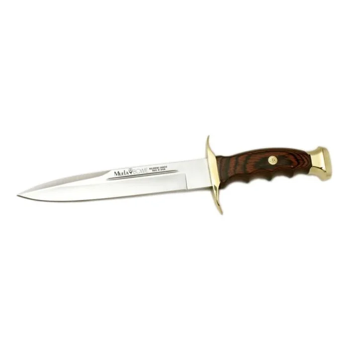 Cuchillo de caza Muela Bw BW-19, hoja MOVA de 19 cm con puño de madera prensada coral y latón + tarjeta multiusos de regalo